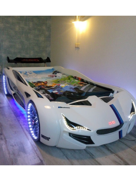 Ліжко машинка BMW біле пластикове Ліжко машинка BMW біле пластикове